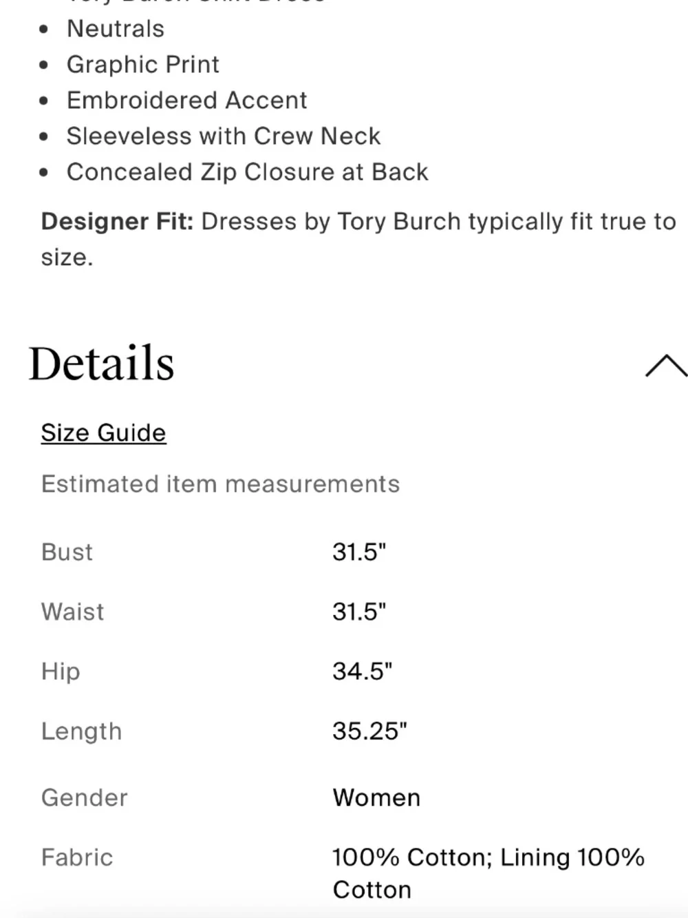 Tory Burch Ivory Sleeveless Shift Dress with Black Embroidered Trim